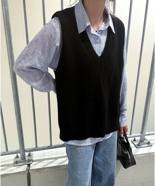 ♦︎極美品♦︎ MACHAITT アイボリー Vネック ニットベスト アメリカンホリック AMERICAN HOLIC Vネックリンクス編みニットベスト