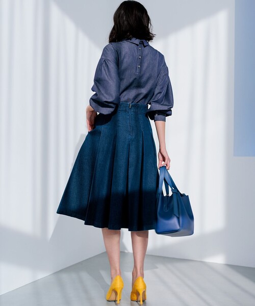 組曲(クミキョク)の「ライトデニム プリーツスカート(デニムスカート・レディース・ネイビー系・3/2/1)」の7枚目の写真