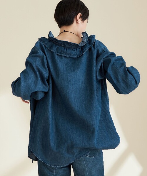 Rie Miller（リエミラー）の「フリルギャザーデニムブラウス（シャツ/ブラウス・レディース・インディゴブルー・FREE）」の21枚目の写真