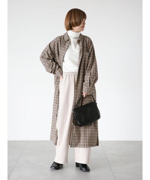 Lugnoncure（ルノンキュール）の「ネルシャツワンピース（ワンピース・レディース・オフホワイト/ブラウン/ブラック・F）」の3枚目の写真