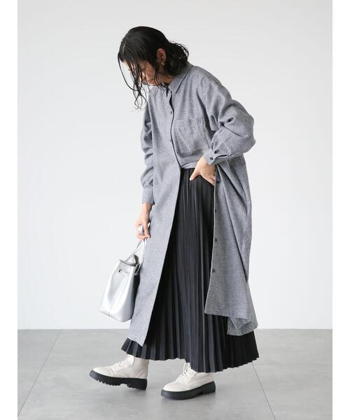 Lugnoncure（ルノンキュール）の「ネルシャツワンピース（ワンピース・レディース・オフホワイト/ブラウン/ブラック・F）」の2枚目の写真