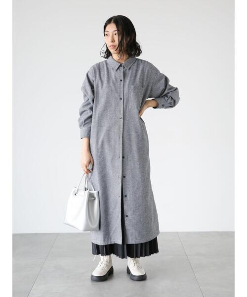 Lugnoncure（ルノンキュール）の「ネルシャツワンピース（ワンピース・レディース・オフホワイト/ブラウン/ブラック・F）」の11枚目の写真