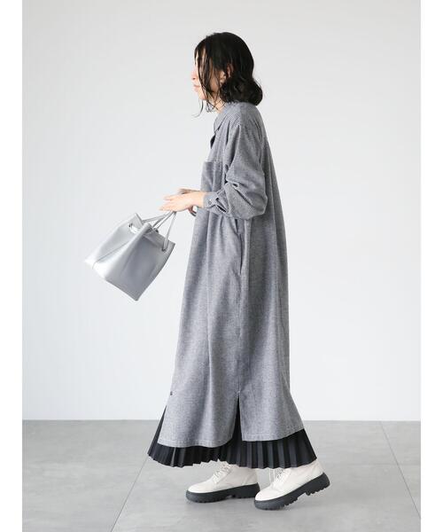 Lugnoncure（ルノンキュール）の「ネルシャツワンピース（ワンピース・レディース・オフホワイト/ブラウン/ブラック・F）」の12枚目の写真