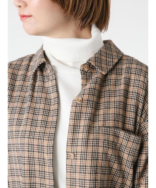 Lugnoncure（ルノンキュール）の「ネルシャツワンピース（ワンピース・レディース・オフホワイト/ブラウン/ブラック・F）」の17枚目の写真