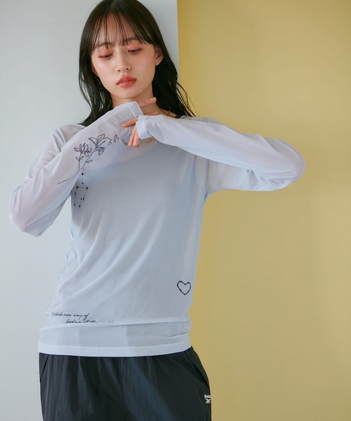 VIS(ビス)の「【洗える】シアータトゥートップス(Tシャツ/カットソー・レディース・グレー/ホワイト系その他5/スミクロ・FREE)」の8枚目の写真