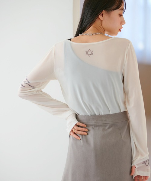 VIS(ビス)の「【洗える】シアータトゥートップス(Tシャツ/カットソー・レディース・グレー/ホワイト系その他5/スミクロ・FREE)」の17枚目の写真