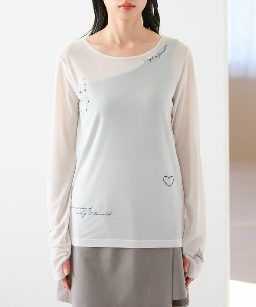 VIS(ビス)の「【洗える】シアータトゥートップス(Tシャツ/カットソー・レディース・グレー/ホワイト系その他5/スミクロ・FREE)」の18枚目の写真