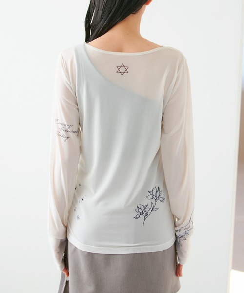 VIS(ビス)の「【洗える】シアータトゥートップス(Tシャツ/カットソー・レディース・グレー/ホワイト系その他5/スミクロ・FREE)」の20枚目の写真