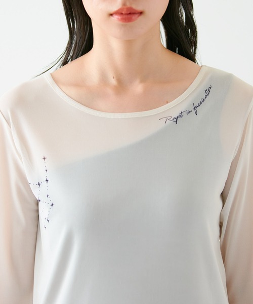 VIS(ビス)の「【洗える】シアータトゥートップス(Tシャツ/カットソー・レディース・グレー/ホワイト系その他5/スミクロ・FREE)」の21枚目の写真