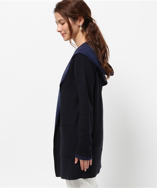 NATURAL BEAUTY BASIC（ナチュラルビューティーベーシック）の「フーデットラップカーディガン（カーディガン/ボレロ・レディース・ダークネイビー/グレー系その他・MEDIUM）」の7枚目の写真