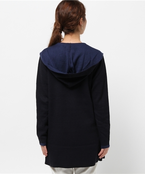 NATURAL BEAUTY BASIC（ナチュラルビューティーベーシック）の「フーデットラップカーディガン（カーディガン/ボレロ・レディース・ダークネイビー/グレー系その他・MEDIUM）」の8枚目の写真