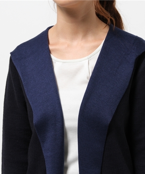 NATURAL BEAUTY BASIC（ナチュラルビューティーベーシック）の「フーデットラップカーディガン（カーディガン/ボレロ・レディース・ダークネイビー/グレー系その他・MEDIUM）」の10枚目の写真