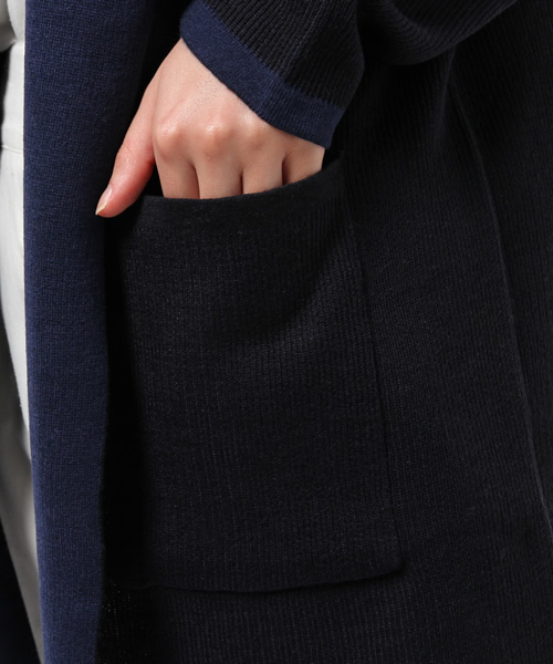 NATURAL BEAUTY BASIC（ナチュラルビューティーベーシック）の「フーデットラップカーディガン（カーディガン/ボレロ・レディース・ダークネイビー/グレー系その他・MEDIUM）」の12枚目の写真