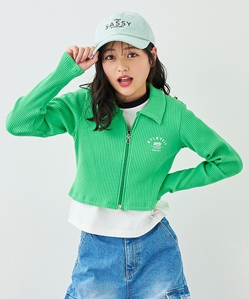by LOVEiT(バイラビット)の「テレコWジップカーディガン(カーディガン/ボレロ・キッズ・オフホワイト/ブラック/ラベンダー/グリーン・120cm/130cm/140cm/150cm/160cm)」の3枚目の写真