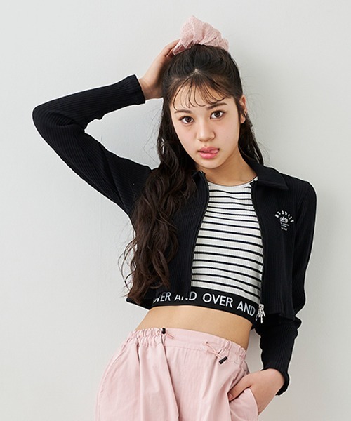 by LOVEiT(バイラビット)の「テレコWジップカーディガン(カーディガン/ボレロ・キッズ・オフホワイト/ブラック/ラベンダー/グリーン・120cm/130cm/140cm/150cm/160cm)」の2枚目の写真