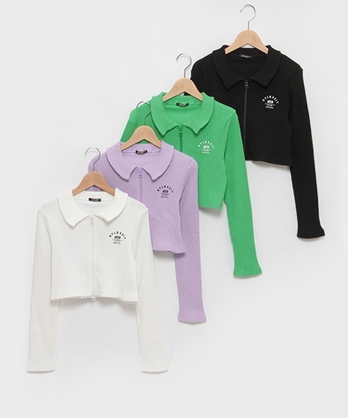 by LOVEiT(バイラビット)の「テレコWジップカーディガン(カーディガン/ボレロ・キッズ・オフホワイト/ブラック/ラベンダー/グリーン・120cm/130cm/140cm/150cm/160cm)」の11枚目の写真