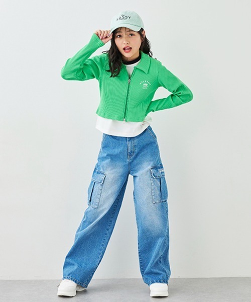 by LOVEiT(バイラビット)の「テレコWジップカーディガン(カーディガン/ボレロ・キッズ・オフホワイト/ブラック/ラベンダー/グリーン・120cm/130cm/140cm/150cm/160cm)」の16枚目の写真