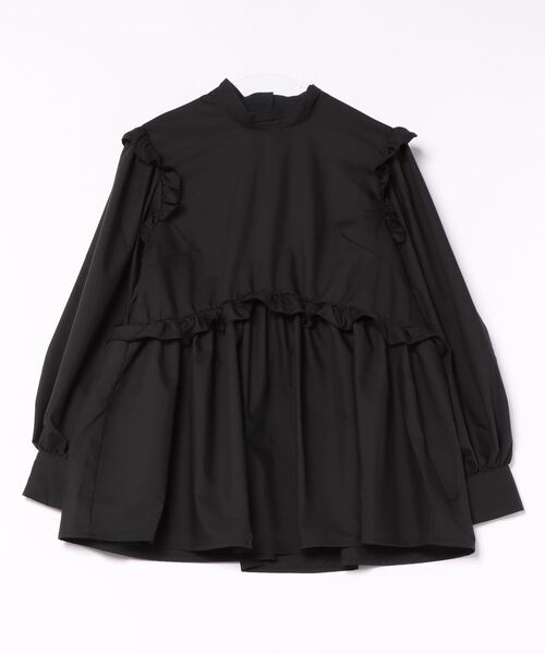 STYLEBLOCK(スタイルブロック)の「ブロードペプラムフリルブラウス(シャツ/ブラウス・レディース・ネイビー/ホワイト/ブラック・M)」の2枚目の写真