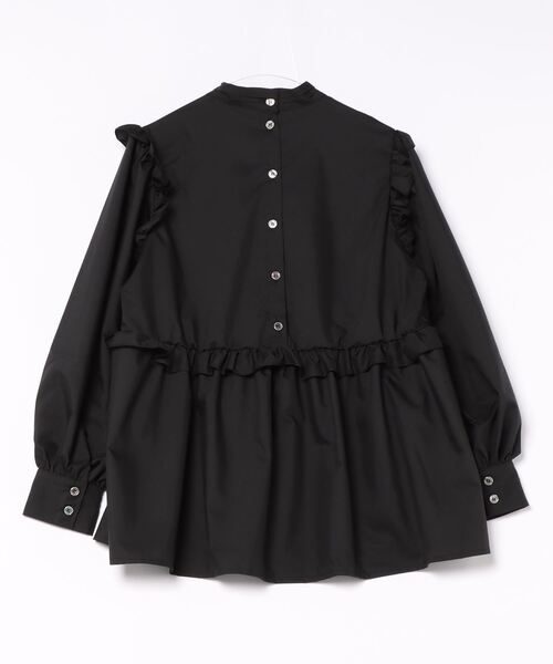 STYLEBLOCK(スタイルブロック)の「ブロードペプラムフリルブラウス(シャツ/ブラウス・レディース・ネイビー/ホワイト/ブラック・M)」の4枚目の写真