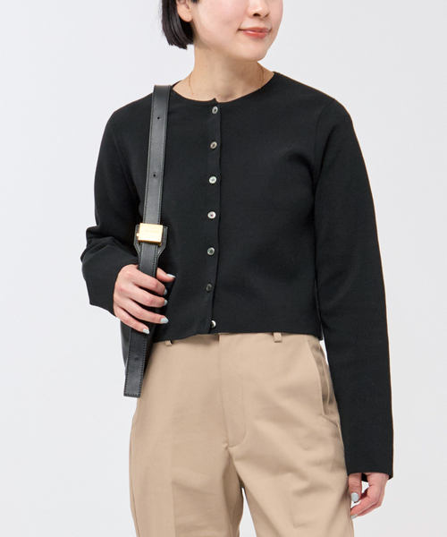 AP STUDIO（エーピーストゥディオ）の「TC クロップドカーディガン（カーディガン/ボレロ・レディース・ブラック/ホワイト・FREE）」の4枚目の写真