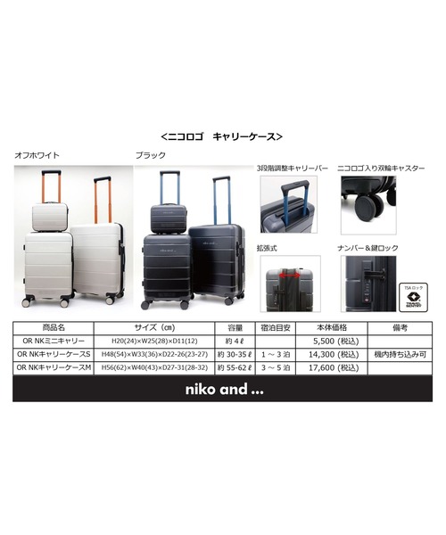オリジナルニコロゴキャリーケースM/容量55-62L（その他雑貨）｜niko