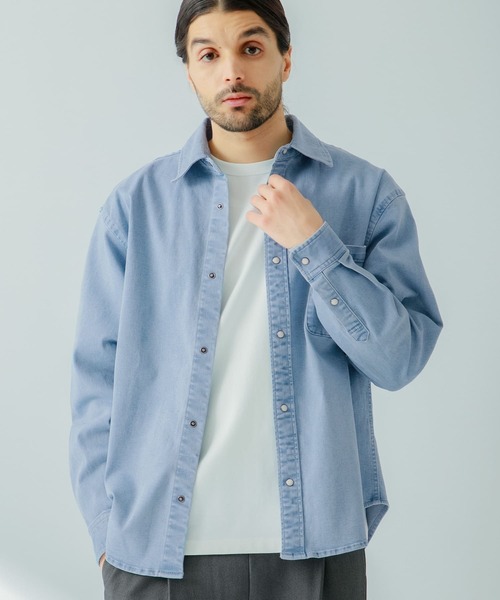 URBAN RESEARCH Sonny Label(アーバンリサーチサニーレーベル)の「ストレッチデニムレギュラーシャツ(シャツ/ブラウス・メンズ・インディゴブルー/ライトインディゴブルー・LARGE/MEDIUM)」の3枚目の写真
