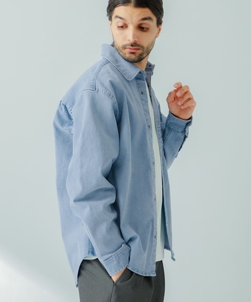 URBAN RESEARCH Sonny Label(アーバンリサーチサニーレーベル)の「ストレッチデニムレギュラーシャツ(シャツ/ブラウス・メンズ・インディゴブルー/ライトインディゴブルー・LARGE/MEDIUM)」の7枚目の写真