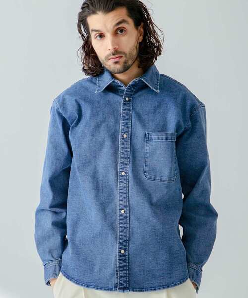 URBAN RESEARCH Sonny Label(アーバンリサーチサニーレーベル)の「ストレッチデニムレギュラーシャツ(シャツ/ブラウス・メンズ・インディゴブルー/ライトインディゴブルー・LARGE/MEDIUM)」の15枚目の写真