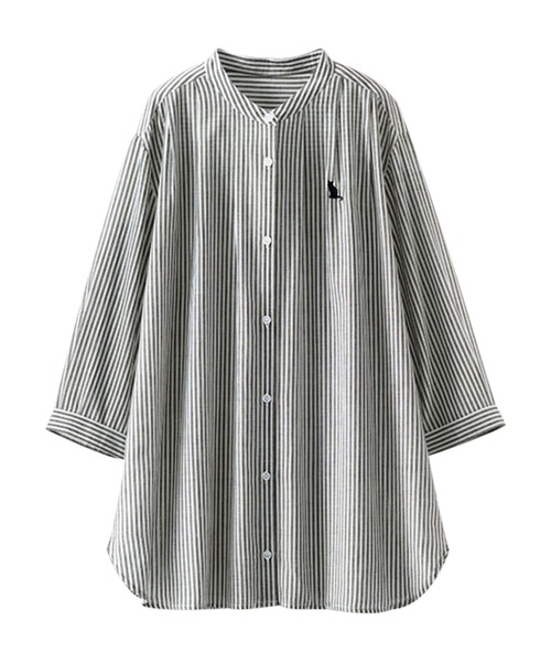 BELLUNA PLUS（ベルーナ）の「綿１００％刺しゅうデザインシャツ（シャツ/ブラウス・レディース・ストライプ/ピンク系/ベージュ系/グリーン系・LARGE/X-LARGE/MEDIUM）」の21枚目の写真