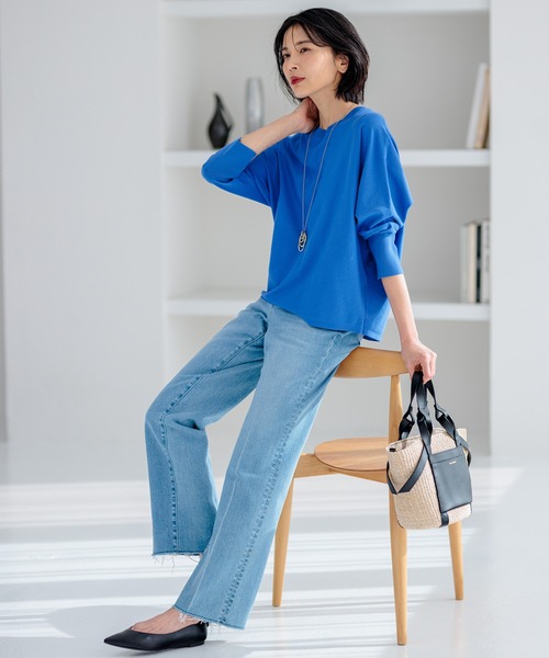 23区 S（ニジュウサンクチイサイサイズ）の「【洗える】コンフォートストレッチ ドルマン ニット（ニット/セーター・レディース・ベージュ系/オレンジ系/ブルー系/スモーキーグリーン系/ネイビー系・32）」の21枚目の写真