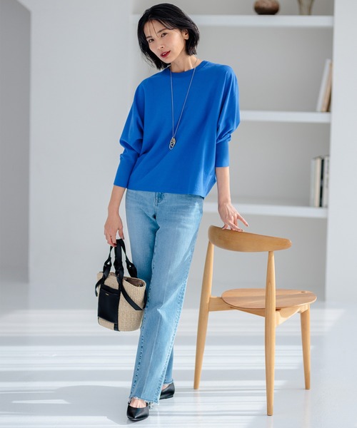 23区 S（ニジュウサンクチイサイサイズ）の「【洗える】コンフォートストレッチ ドルマン ニット（ニット/セーター・レディース・ベージュ系/オレンジ系/ブルー系/スモーキーグリーン系/ネイビー系・32）」の22枚目の写真