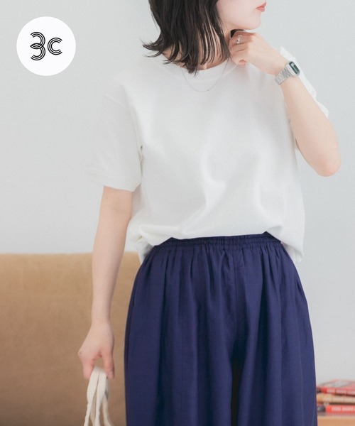 FORK&SPOON(フォークアンドスプーン)の「FORK&SPOON ヘビーウェイト天竺ショートスリーブTシャツ(Tシャツ/カットソー・レディース・グレー系その他/オフホワイト/チャコールグレー/ライトブルー・1)」の2枚目の写真