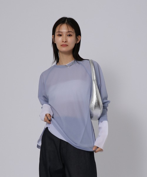 ketty cherie(ケティシェリー)の「シアーラグランロンTシャツ ≪手洗い可能≫(Tシャツ/カットソー・レディース・パープル/ブラック/ホワイト・M)」の21枚目の写真