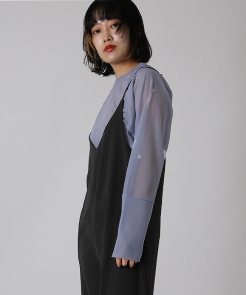 ketty cherie(ケティシェリー)の「シアーラグランロンTシャツ ≪手洗い可能≫(Tシャツ/カットソー・レディース・パープル/ブラック/ホワイト・M)」の18枚目の写真
