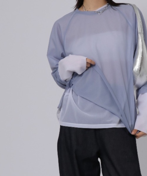 ketty cherie(ケティシェリー)の「シアーラグランロンTシャツ ≪手洗い可能≫(Tシャツ/カットソー・レディース・パープル/ブラック/ホワイト・M)」の22枚目の写真