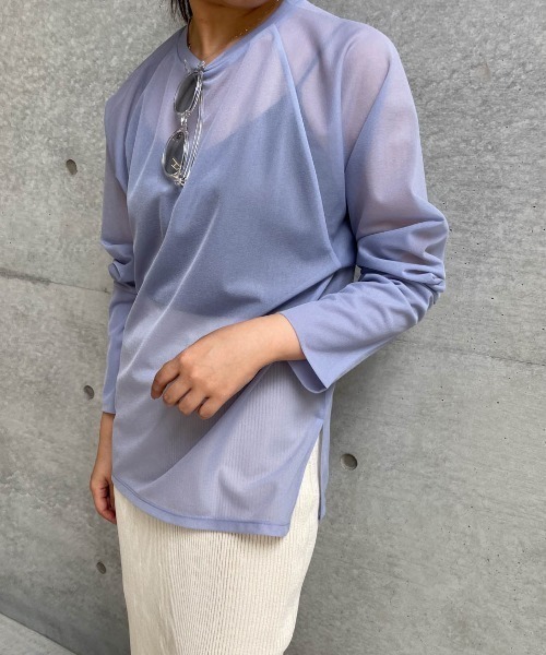 ketty cherie(ケティシェリー)の「シアーラグランロンTシャツ ≪手洗い可能≫(Tシャツ/カットソー・レディース・パープル/ブラック/ホワイト・M)」の14枚目の写真