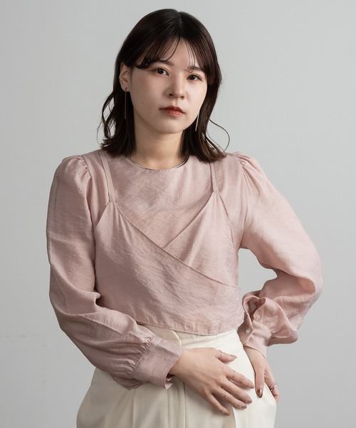 Amiur(エミレ)の「bustier docking like sheer blouse / ビスチェドッキングライクシアーブラウス(シャツ/ブラウス・レディース・アイボリー/ピンク・FREE)」の19枚目の写真