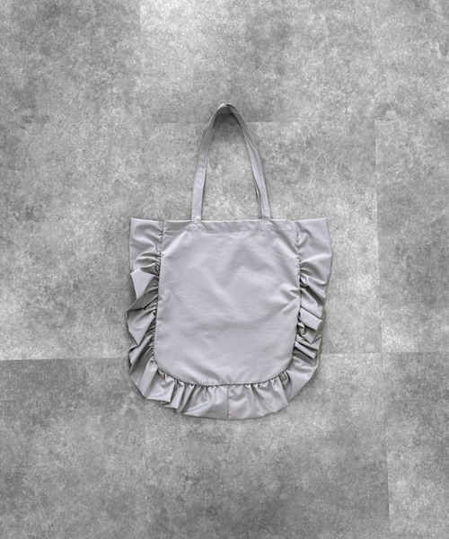 フリルデザイン グレー バッグ LVEU.（ラブユ.）の「【LVEU.】フリルトートバッグ / バッグ BAG