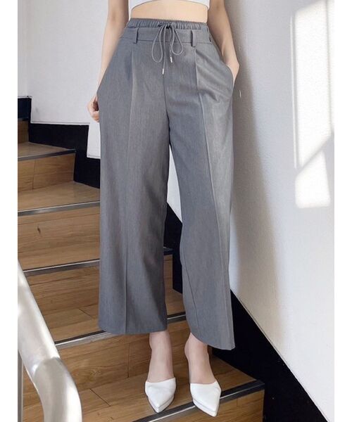 GYDA（ジェイダ）の「ダブルウエストツイルパンツ（その他パンツ・レディース・グレー/ブラック・FREE）」の2枚目の写真