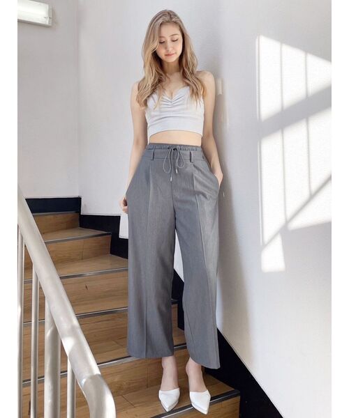 GYDA（ジェイダ）の「ダブルウエストツイルパンツ（その他パンツ・レディース・グレー/ブラック・FREE）」の3枚目の写真