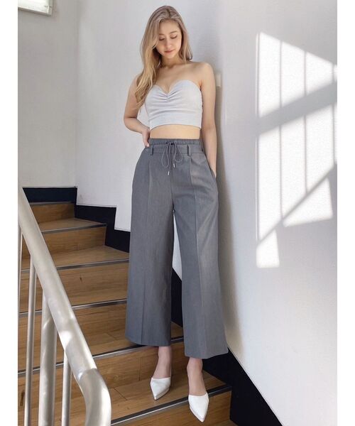 GYDA（ジェイダ）の「ダブルウエストツイルパンツ（その他パンツ・レディース・グレー/ブラック・FREE）」の4枚目の写真