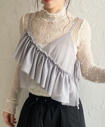 She's Closet | ショート丈サイドリボン アシンメトリー ボリューム フリルチュール ビスチェ キャミソール(キャミソール)
