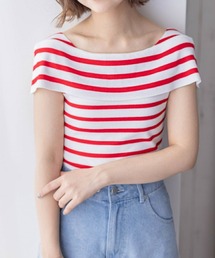 オフショルデザインニットトップス［着回し抜群 大人 カジュアル］≪再入荷≫