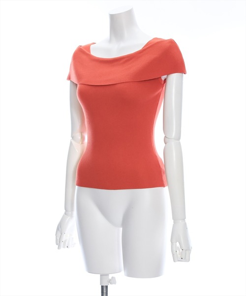 clear（クリア）の「オフショルデザインニットトップス［着回し抜群 大人 カジュアル］≪再入荷≫（ニット/セーター・レディース・ブラック/オフホワイト/ターコイズブルー/オレンジ/ホワイト×レッド/ホワイト×ブラック・F）」の7枚目の写真