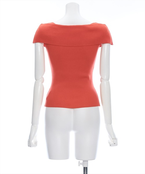 clear（クリア）の「オフショルデザインニットトップス［着回し抜群 大人 カジュアル］≪再入荷≫（ニット/セーター・レディース・ブラック/オフホワイト/ターコイズブルー/オレンジ/ホワイト×レッド/ホワイト×ブラック・F）」の10枚目の写真