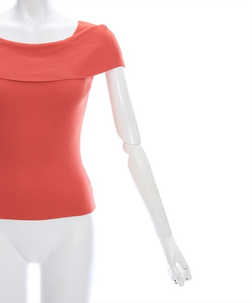 clear（クリア）の「オフショルデザインニットトップス［着回し抜群 大人 カジュアル］≪再入荷≫（ニット/セーター・レディース・ブラック/オフホワイト/ターコイズブルー/オレンジ/ホワイト×レッド/ホワイト×ブラック・F）」の11枚目の写真