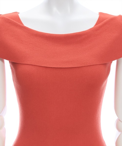 clear（クリア）の「オフショルデザインニットトップス［着回し抜群 大人 カジュアル］≪再入荷≫（ニット/セーター・レディース・ブラック/オフホワイト/ターコイズブルー/オレンジ/ホワイト×レッド/ホワイト×ブラック・F）」の12枚目の写真