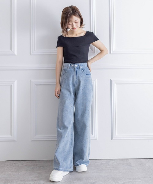 clear（クリア）の「オフショルデザインニットトップス［着回し抜群 大人 カジュアル］≪再入荷≫（ニット/セーター・レディース・ブラック/オフホワイト/ターコイズブルー/オレンジ/ホワイト×レッド/ホワイト×ブラック・F）」の18枚目の写真