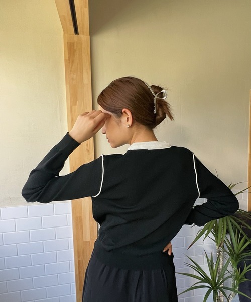 aimoha(アイモハ)の「カラーブロックカーディガン【Aimoha】(カーディガン/ボレロ・レディース・グリーン/ベージュ/ブラック/チョコ/ホワイト・FREE)」の19枚目の写真