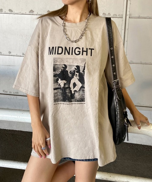 non-hedge(ノンヘッジ)の「転写ビッグ半袖Tシャツ(Tシャツ/カットソー・レディース・ブラウン/ベージュ/オフホワイト/チャコールグレー/ブラック・FREE)」の5枚目の写真